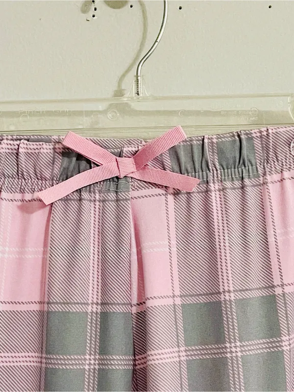 Delia’s Y2K Pajama Bottoms Sz S Pink Gray Plaid Super Soft Lounge Pants 2000s - Image 5