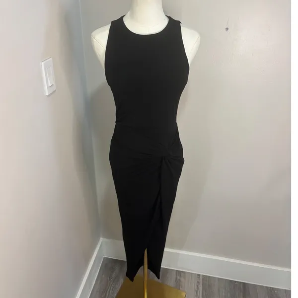 BHLDN Black Sleeveless High Neck Knotted Maxi Gown Dress XS - Image 2