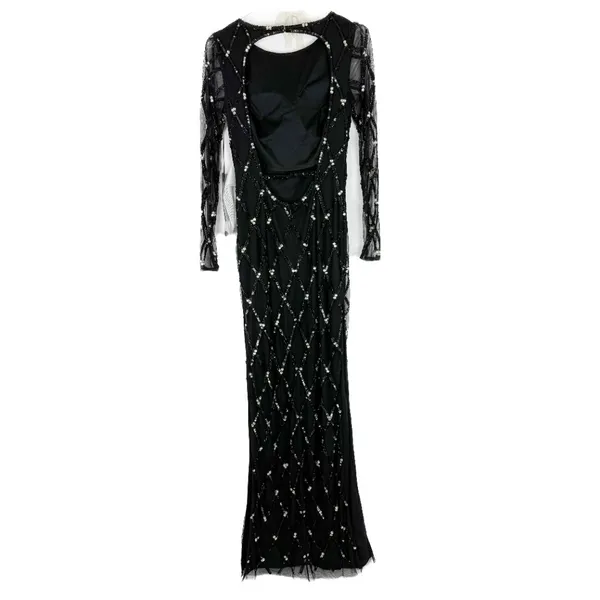NWT Mac Duggal #9109 Sequin Embellished Long Sleeve Gown Dress Black Size 0 NEW - Image 11