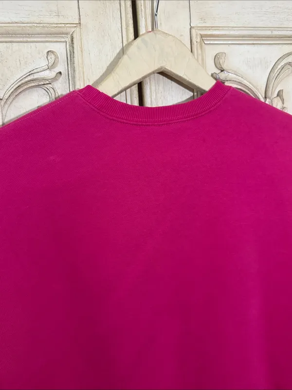 Fleo Cotton Blend Vibrant Pink Long Sleeve Pullover Crewneck Size Small - Image 8