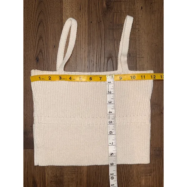 Zara Knit Crop Top Cream Off White Ribbed Sleeveless Camisole Medium - Image 4