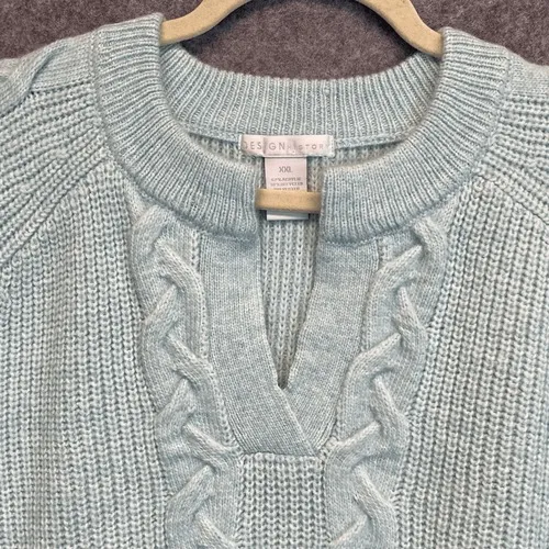 DESIGN HISTORY Sweater Womens XXL Mint Green Cable‎ Knit Split Neck Pullover NWT - Image 4