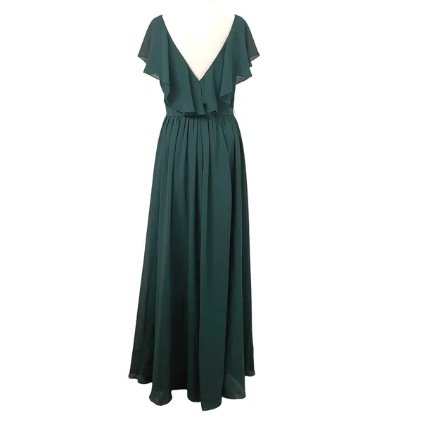 NWT JJ's House Chiffon Bridesmaid Dress Cascading Ruffles Sz 6 Dark Green 206476 - Image 2