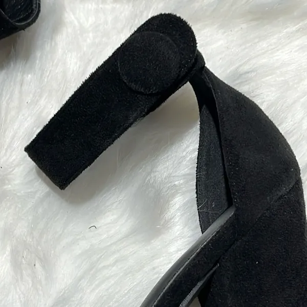Black Suede Ankle Strap Platform Heels Size 7. B78‎ - Image 4
