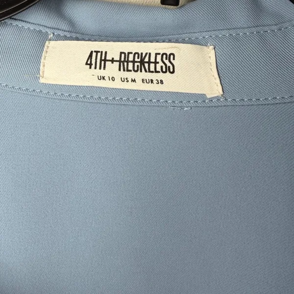 4th + Reckless Taryn Color Block Long Sleeve Button Down Shirt Blue White Medium - Image 3