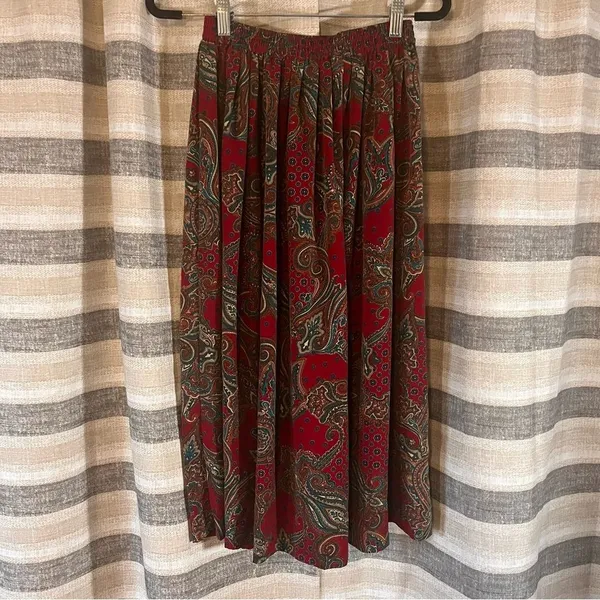 Alfred Dunner Red Paisley Pleated Midi‎ Skirt Size 8 - Image 2