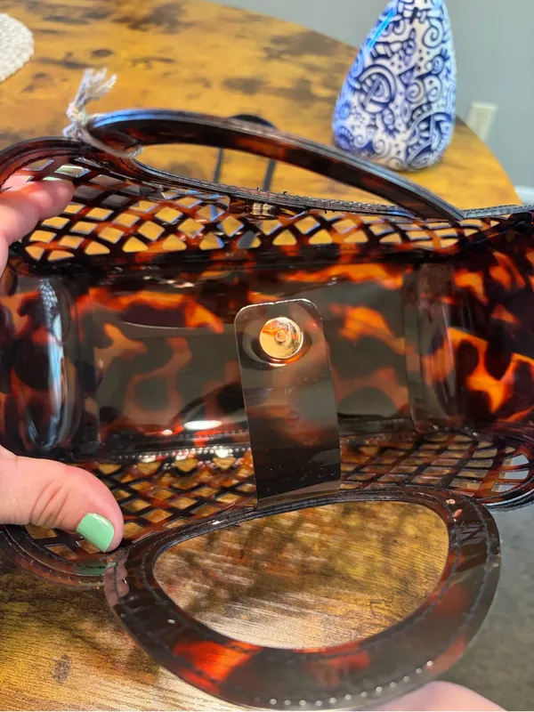 NWT Chic Brown Tortoise Shell Jelly Crossbody Handbag 2-in-1 Chic Summer Tote - Image 7