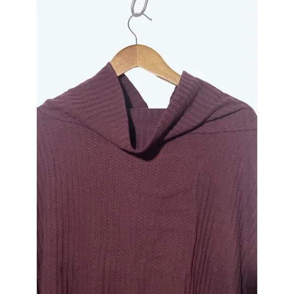 Free People Shirt Women's Small NWT Juicy Cowl Neck Oversized Split Back Wine - Image 7