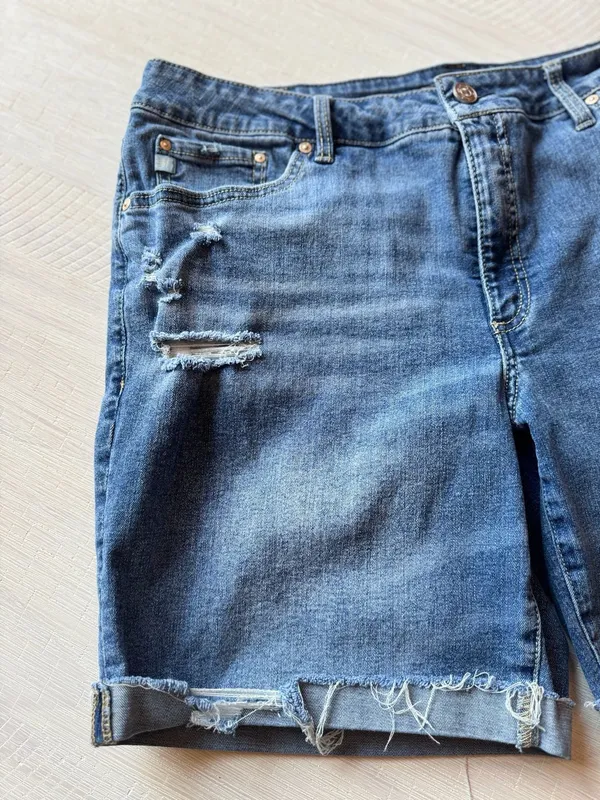 Seven7 Women's Relaxed Bermuda Distressed Denim Shorts - Image 3