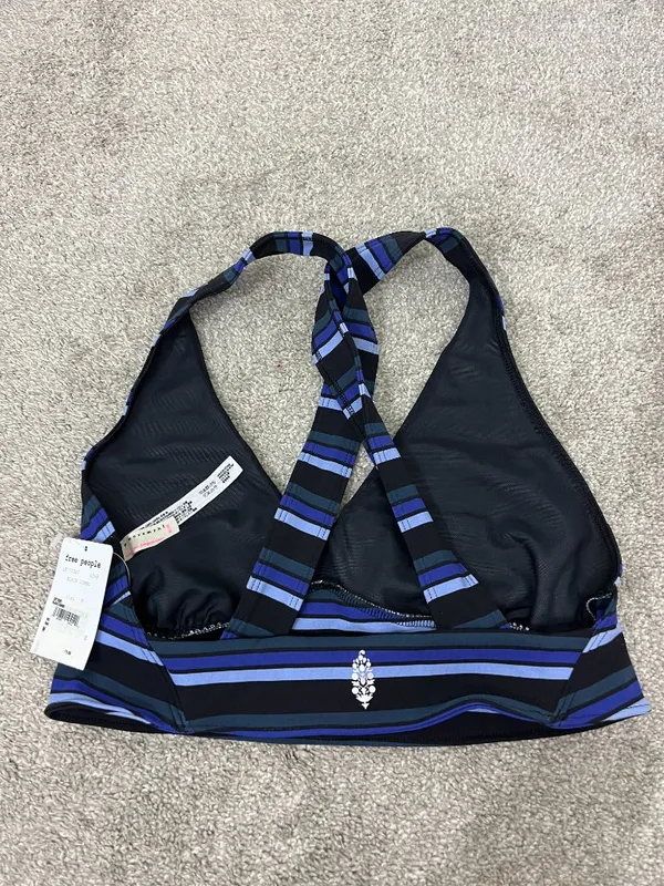 New Free People FP Movement Medium Blue Tonal Stripe Gidget Sports Bra NWT - Image 6
