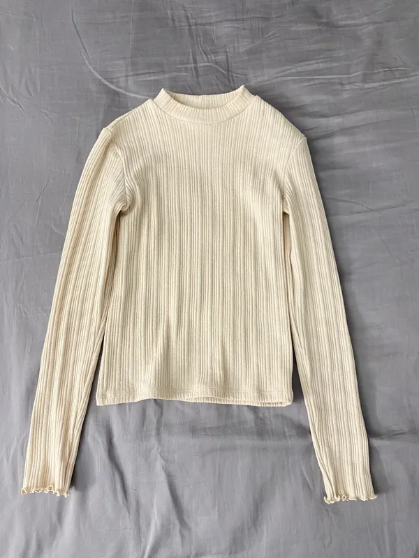 ZARA Cream Knit Long Sleeve - Image 4