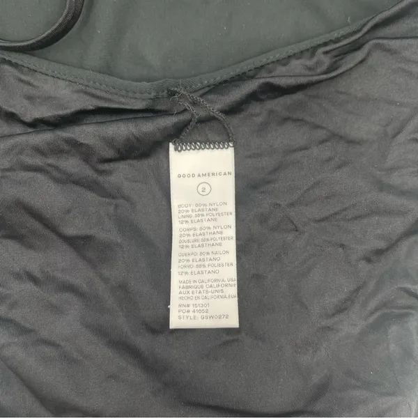 Good American NEW Swimsuit Medium One Piece Shine Barely There Black Tie NWOT - Image 11