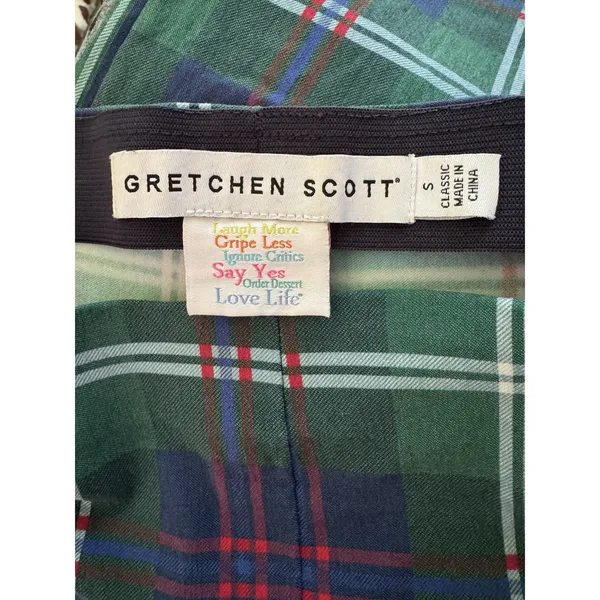 Gretchen Scott Gripeless Pull On Slim Fit Pants Green Tartan Plaid Size Small - Image 8