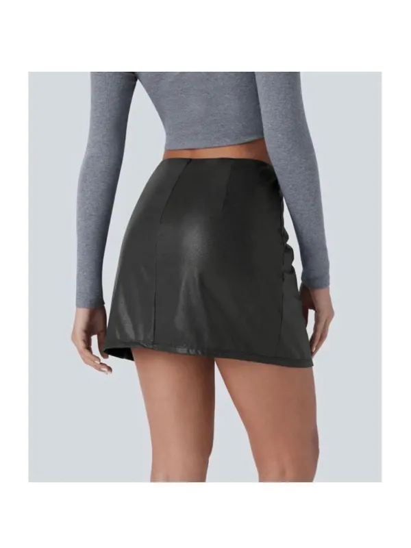 NWT Halara Softlyzero™ Faux Leather High Waisted Split Hem Skort- Size Medium - Image 3