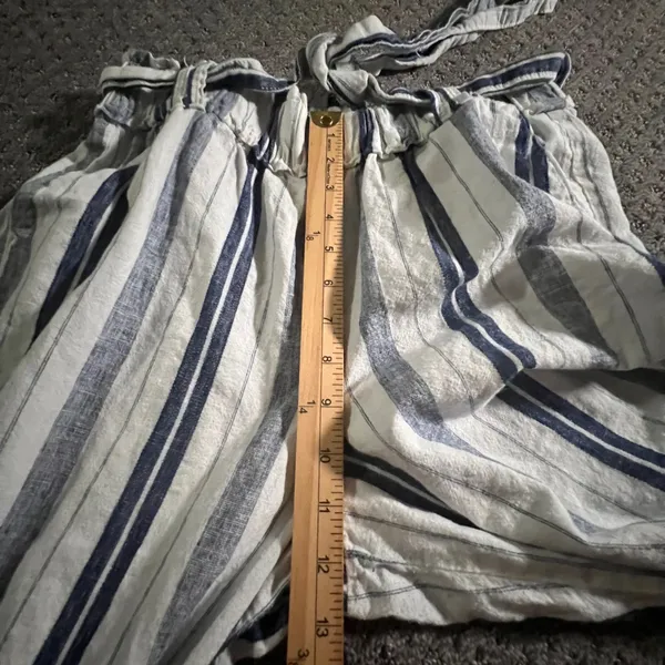 ana A New Approach‎ Striped Wide Leg Pants Womens Medium Blue White Linen Blend - Image 6