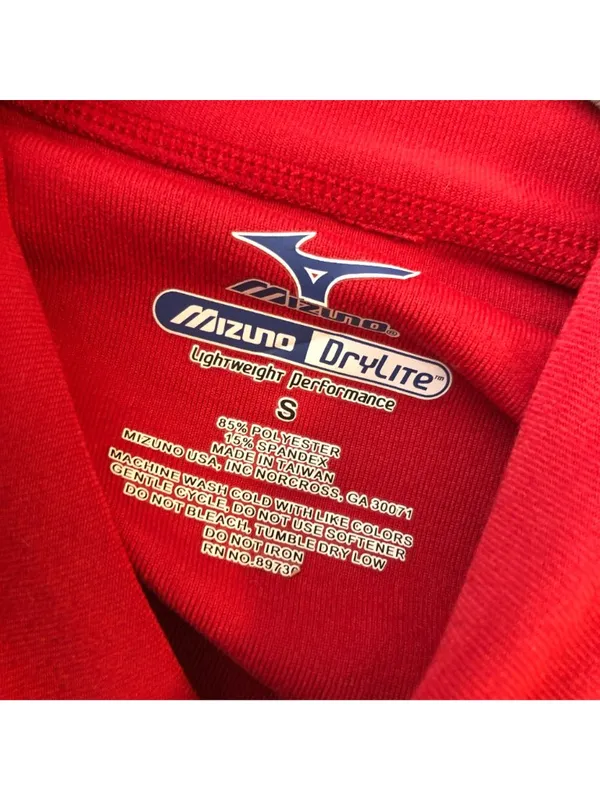 Mizuno Womens Top Mock Neck Long Sleeve Work Out Logo Red S - Image 3