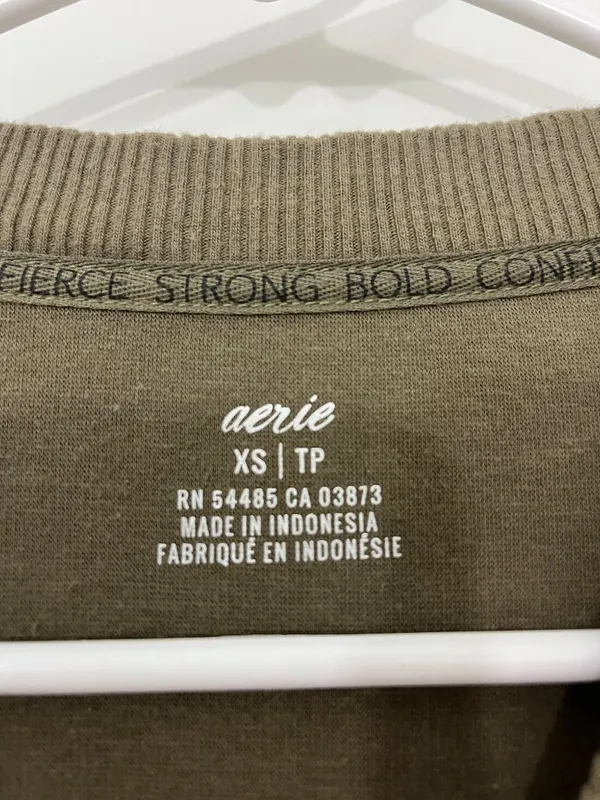 Aerie Extra Small Olive Green Velvety Plush High Crewneck Tunic Sweater - Image 5