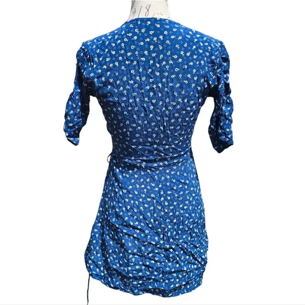 Faithfull The Brand La Rochelle‎ Wrap Mini Dress Blue Floral Women's 2 - Image 7