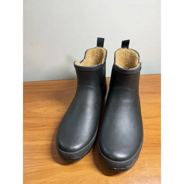 Chooka Rain Boots Delridge Chelsea Black Faux Fur Lined Waterproof Size 9 - Image 3