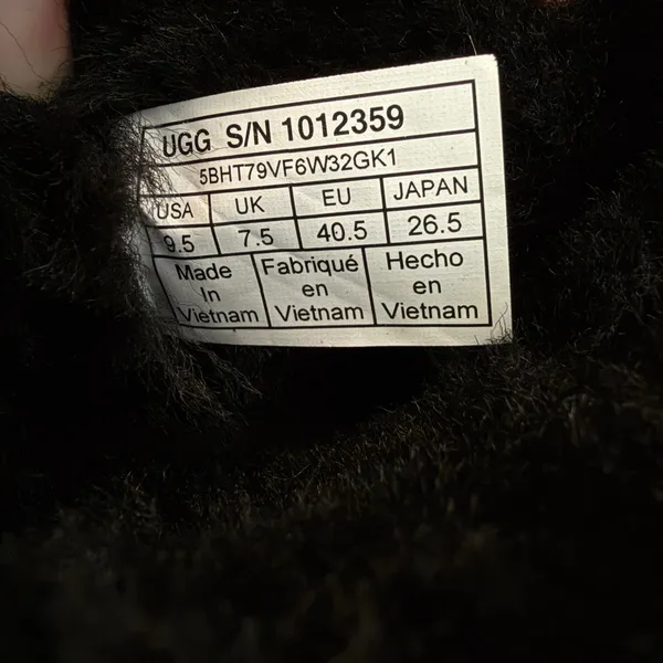 UGG Quincy Boots Black Suede Sheepskin Lined Combat Winter Ankle Women Sz 9.5 - Image 5