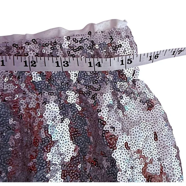 Breeze Ever NWT Women's Silver Sequin Lined High Waist Shorts Elastic LARGE - Image 8
