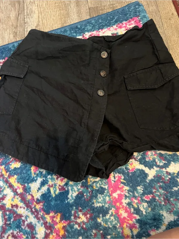 Mango linen blend black mini skort - Image 5
