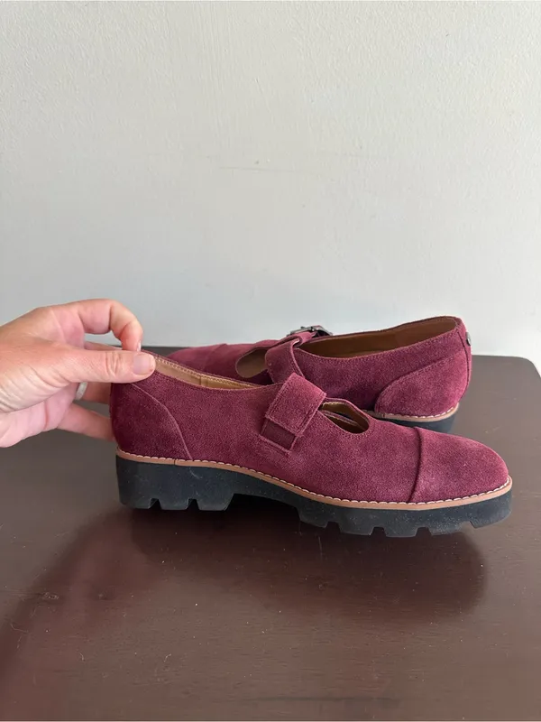 Vionic Women's Carmen T-Strap Loafer Suede Port Wine Size 6 - Image 4