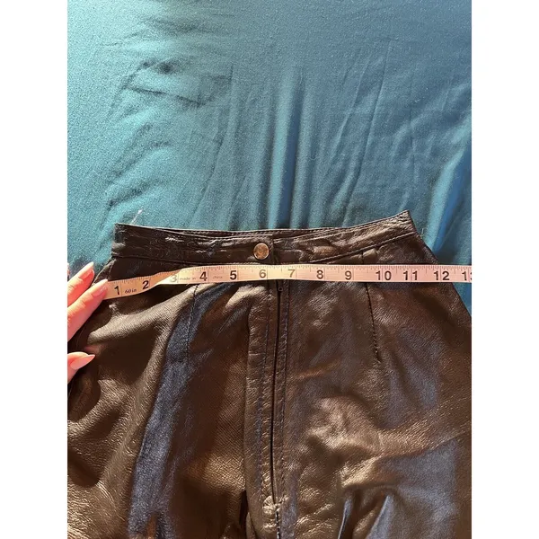 Vintage Wilsons Leather Skirt Womens Sz 4 Black Mini High Rise - Image 2