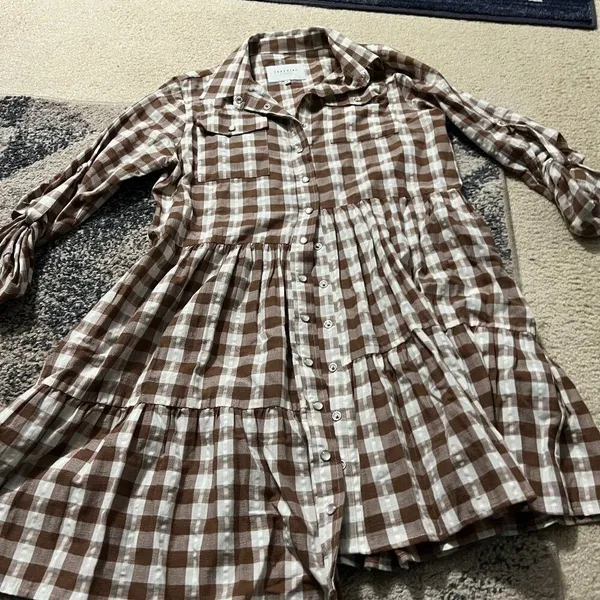 THE SHIRT Rochelle Behrens - Jules Dress in brown/cream plaid gingham‎ - Image 7