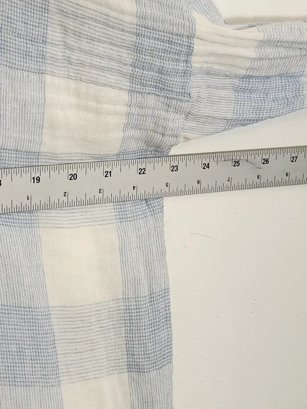 OTT Light Blue and White Check Cotton Gauze Button Down Shirt Size XL - Image 7