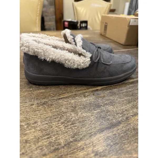 Vionic Claribel Faux Fur Lined Slippers Slate Grey Suede Orthotic Womens 9.5 M - Image 5