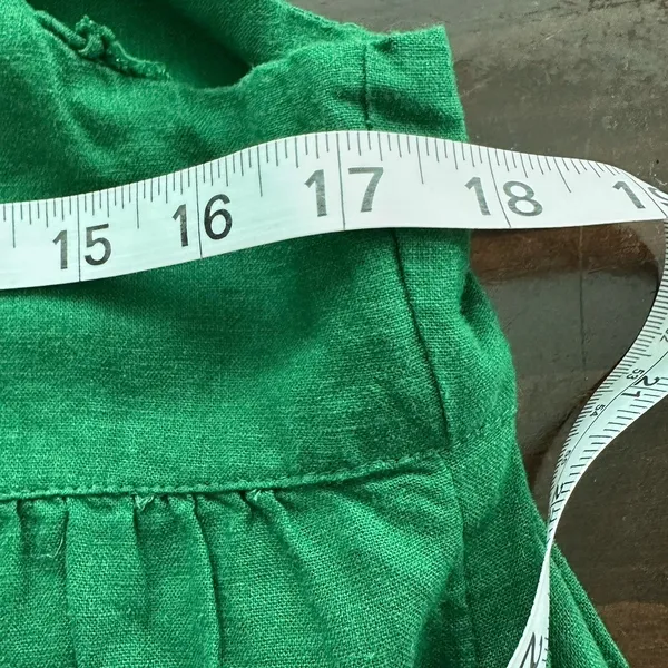 Aerie Emerald Mini Dress Sz M Green Linen Flutter Mini Babydoll Cottagecore - Image 7