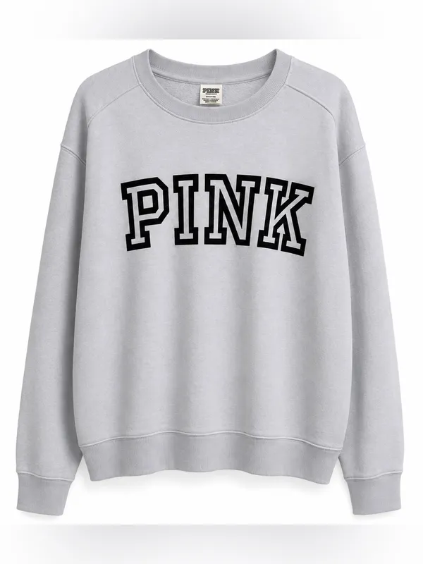 PINK Victoria’s Secret Blue Gray Logo Crewneck Sweatshirt M - Image 2