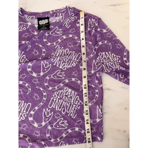 Beetlejuice Strange‎ and Unusual Purple Mesh Long Sleeve Crop Top Sandworm Small - Image 10