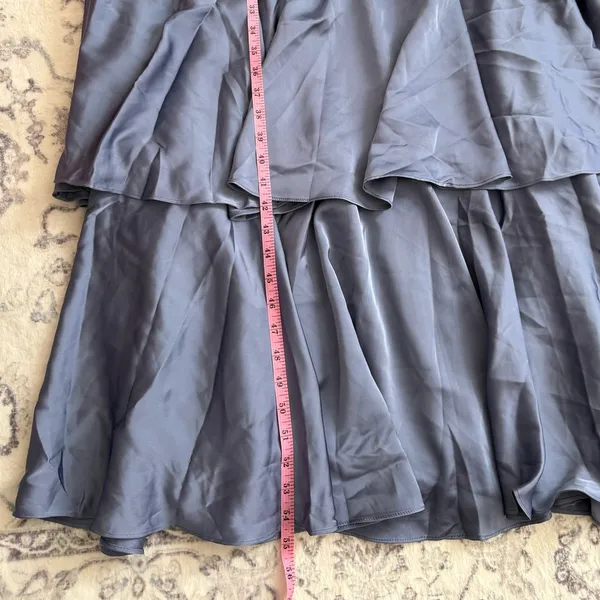 Lulus Blissfully Beautiful Slate Satin Strapless Tiered Maxi Dress Size XL Lined - Image 9