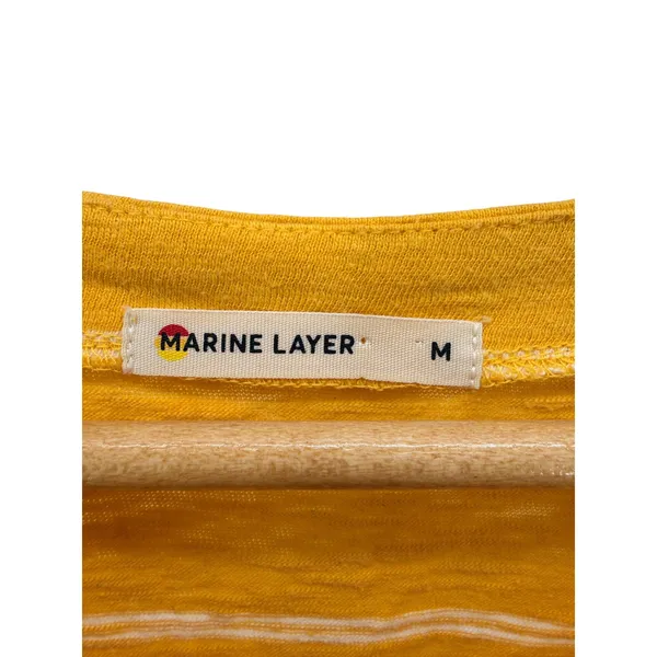 Marine Layer Womens Yellow White Striped Cotton Cinched Sleeve Blouse Top M - Image 6
