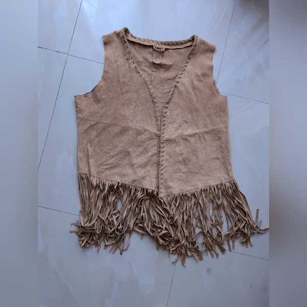 Vest Gipsy brown suede sleeveless, V-neck fringe top women’s‎ XXL stretch light - Image 5