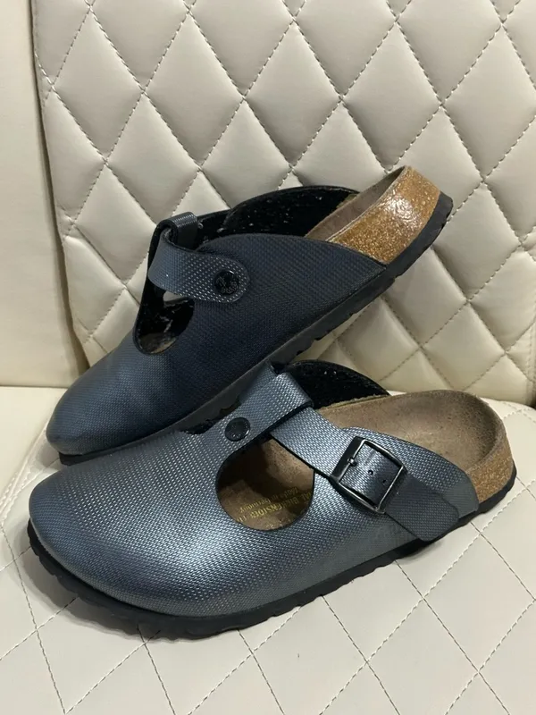 Birkenstock Papillio textured clogs in gunmetal silver size 36 or 5/5.5 women - Image 8