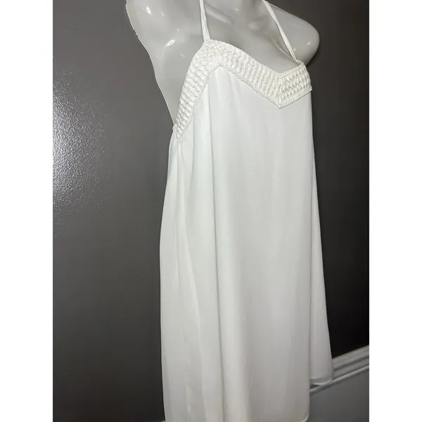 Naked Zebra Dress Womens Medium White Crochet Sweetheart Strappy Slip Sundress - Image 4