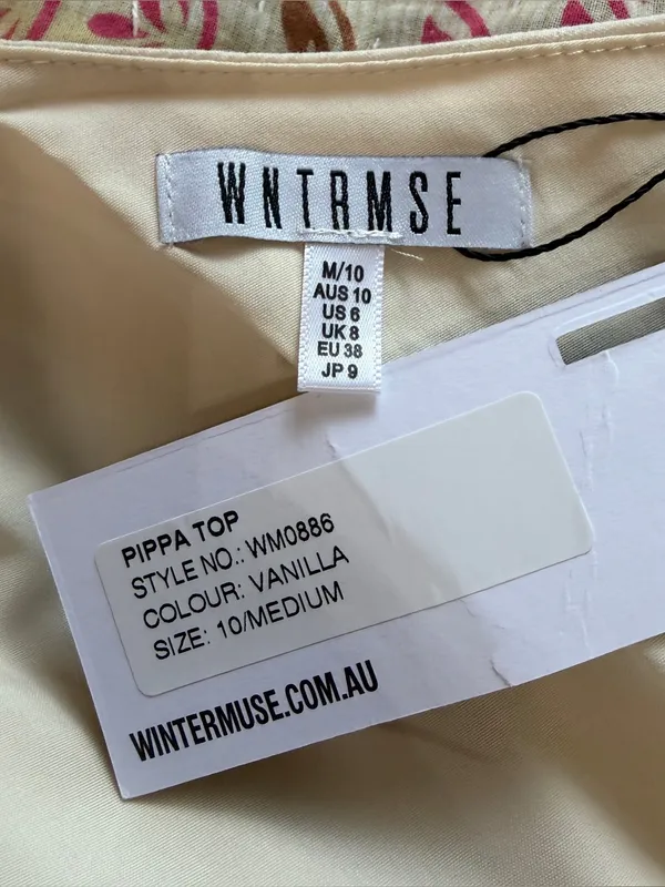 NWT WNTRMSE‎ Pippa One-Shoulder Long-Sleeve Crop Top in Vanilla, Size 6 - Image 10