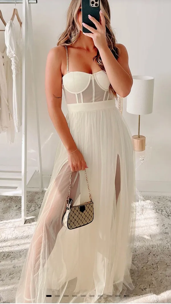 Boutique Ivory Corset Maxi Dress - Image 3