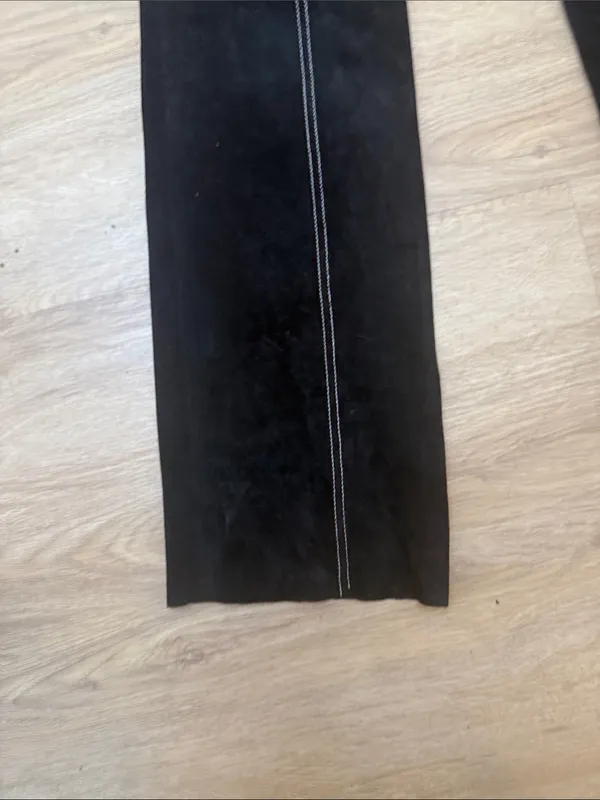 Wilsons 100% Leather Black Wide-Leg with white Stitching pants jeans sz 4 - Image 4