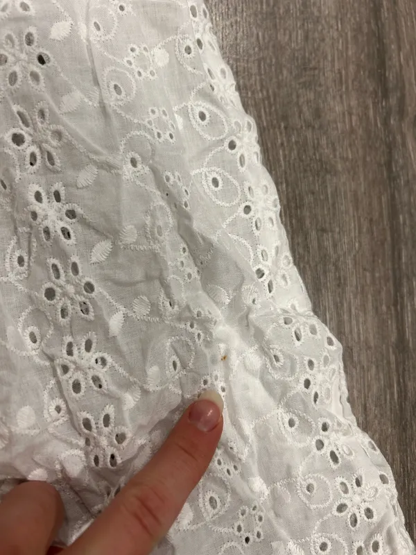 New Lulus Nerissa White Eyelet Embroidered Ruffled Drop Waist Midi Dress Size XS - Image 9