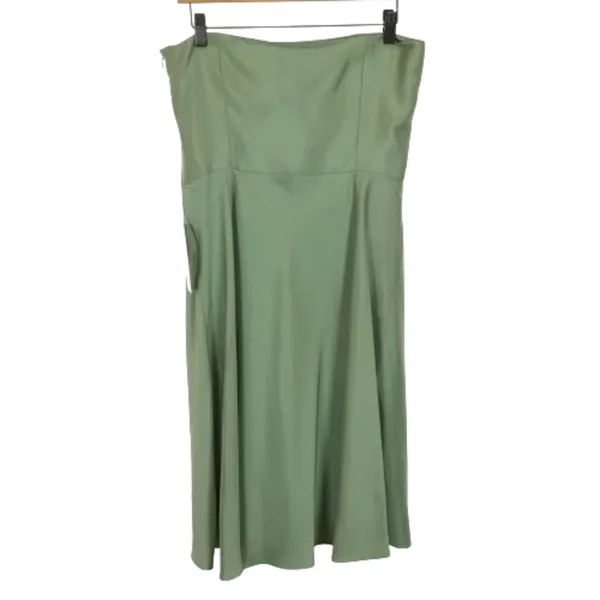 NWT Womens Size 10 Ann Taylor Pale Green Pure Silk Off-the-Shoulder Midi Dress - Image 2