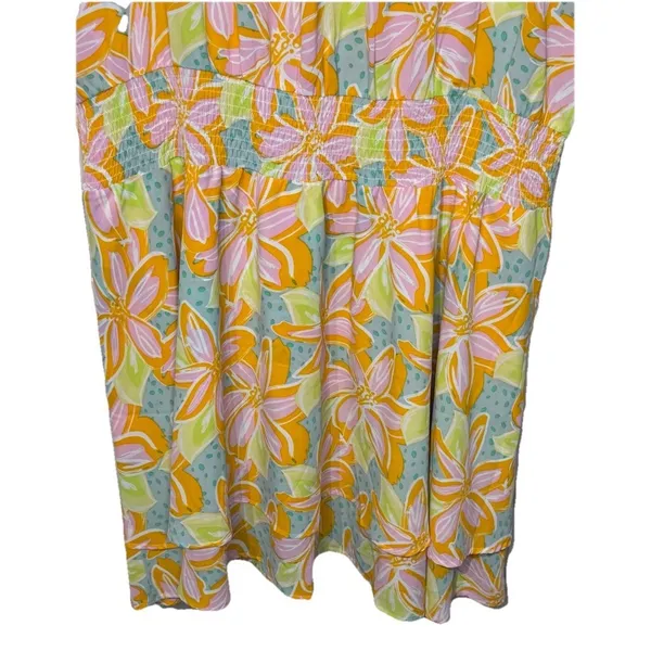 Michelle McDowell‎ Women's Dress Colorful Floral Print Midi Smocked Waist XXL - Image 4