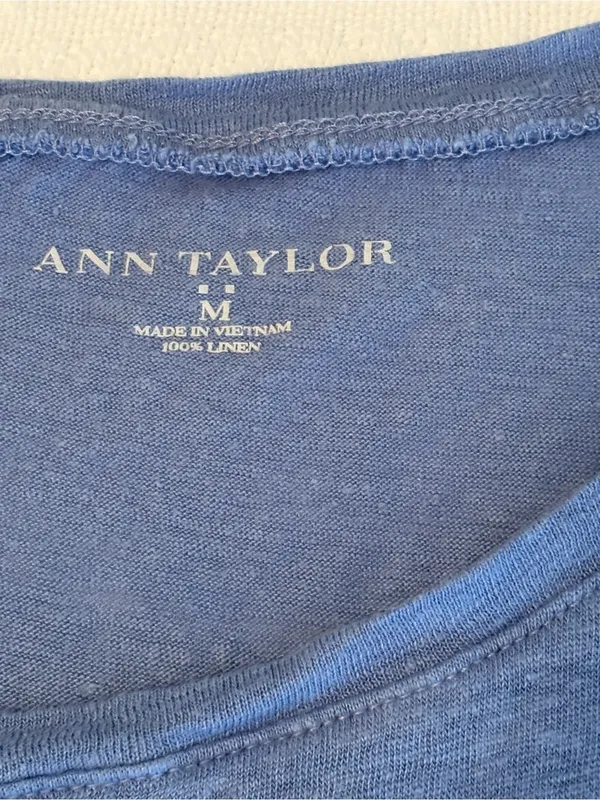 Ann Taylor Short Sleeve Scoop Neck Tee - Dusty Blue - Image 3