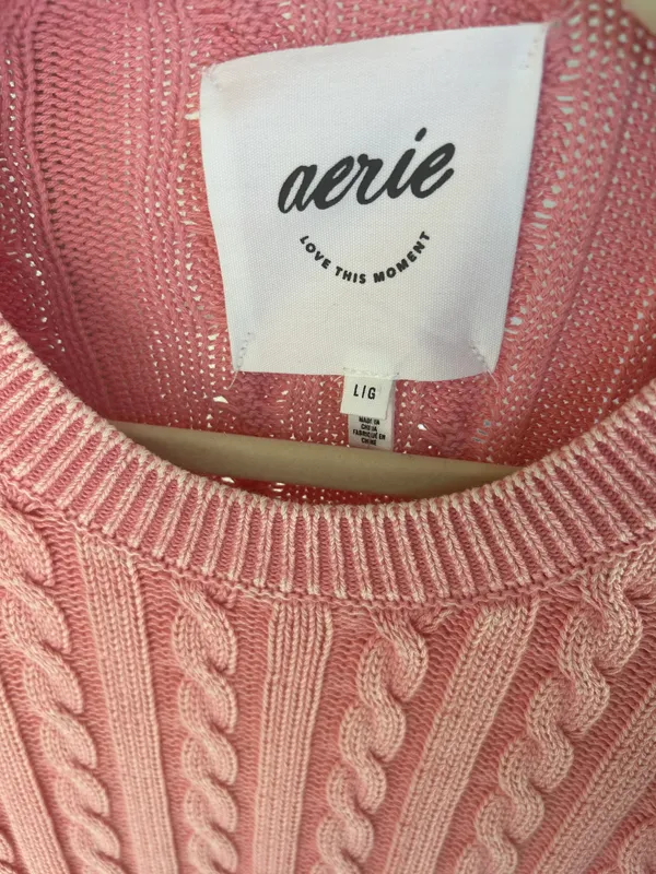 Aerie Cableknit Crop Crewneck Sweater - Image 4
