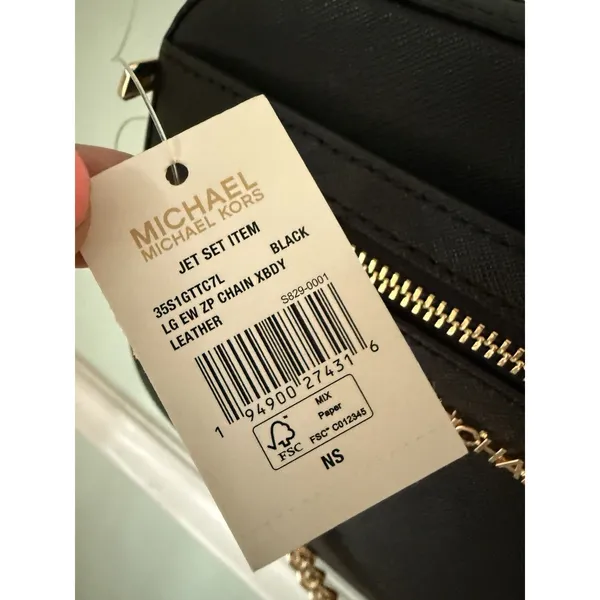 Michael Kors Jet Set Saffiano Leather Crossbody Bag‎ - black Large (35T1STTC9L - Image 4