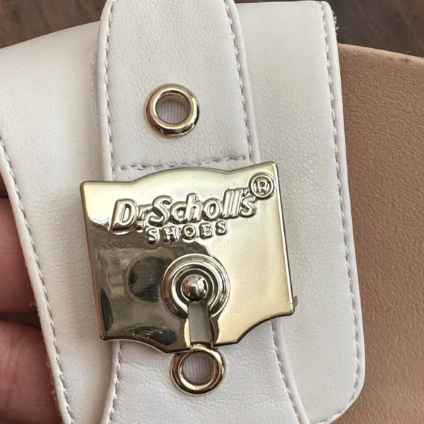 Dr. Scholl's Cream Slide Sandals with Gold Hardware - Image 5