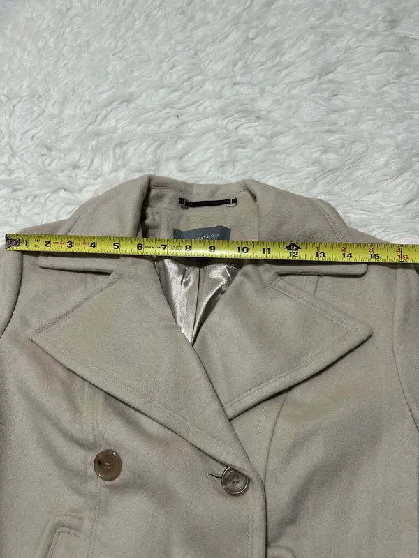 Ann Taylor Beige Double-breasted Wool Pea Coat Small - Image 9
